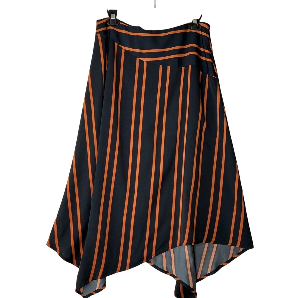 Cotton On Orange Navy Blue Striped Long Midi Skirt Asymmetrical Peasant Pirate M